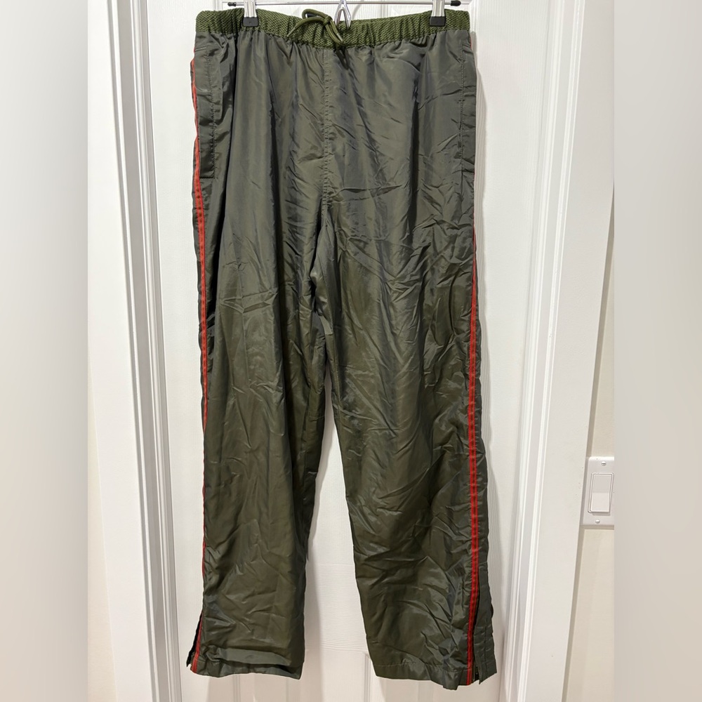Vintage GAP Olive Green Men's Track Pants with Red 2001 * *CLEAN OUT SALE